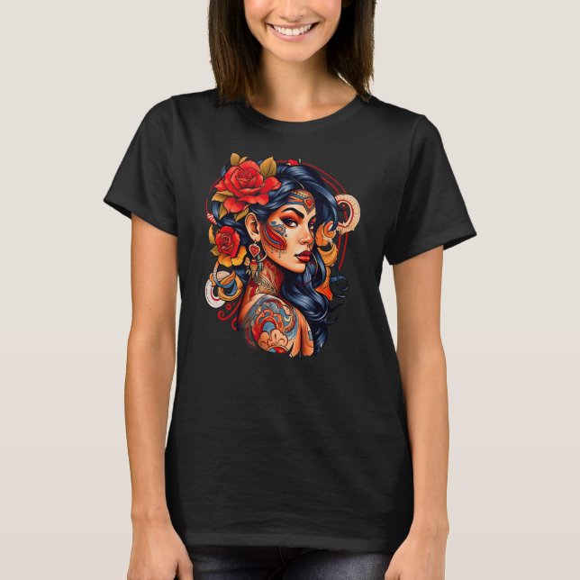 Camiseta Chica Chicano México Flores Bonito de muerte 9 (Anverso)