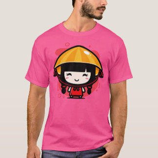 Camiseta Chica chino kawaii en chi de vestimenta tradiciona