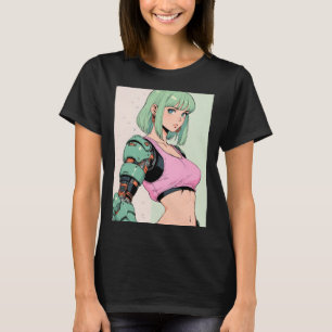 Camiseta Chica Cibernética Anime Retro Ropa Callejera Futur