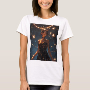Camiseta Chica Cierva Mística Mariposa Halo Impresión de Ar