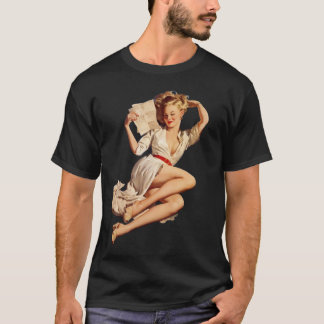 Camiseta Chica Clásica Pin Up de Elvgren Carta de Amor Vint