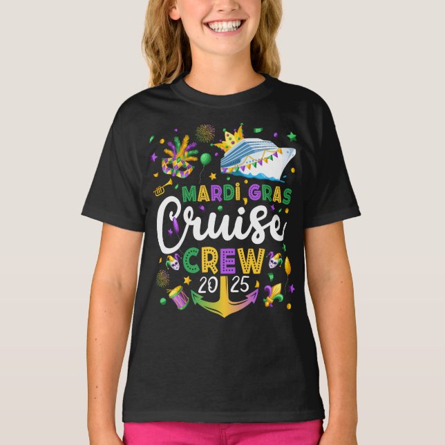 Camiseta Chica coincidente del equipo de crucero Mardi Gras (Anverso)