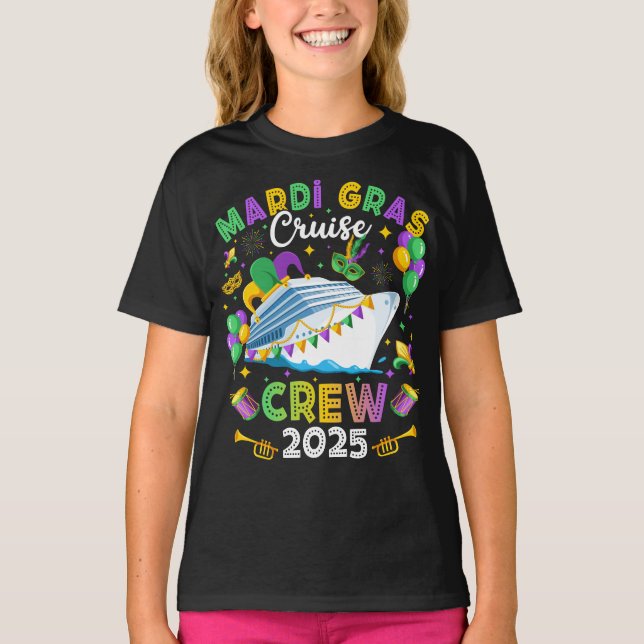 Camiseta Chica coincidente del equipo de crucero Mardi Gras (Anverso)