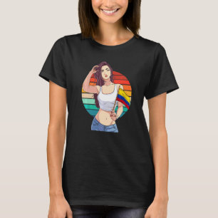 Camiseta Chica Columbiana Bandera de Columbia Orgullo Colom