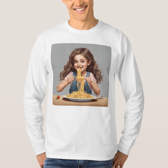 Camiseta Chica comiendo espagueti (Anverso)