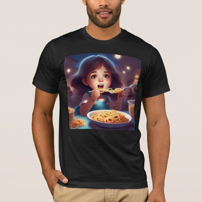 Camiseta Chica comiendo espagueti (Anverso)