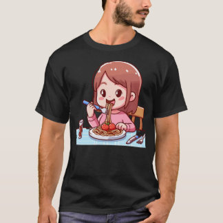 Camiseta Chica comiendo espagueti - 1