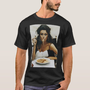 Camiseta Chica comiendo espagueti - Sophia Loren