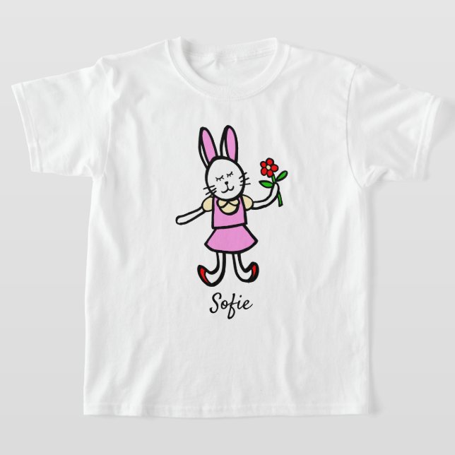 Camiseta chica con arte de conejo original (Distribución)