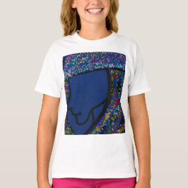 Camiseta Chica con cabello de estampado de purpurina mancha