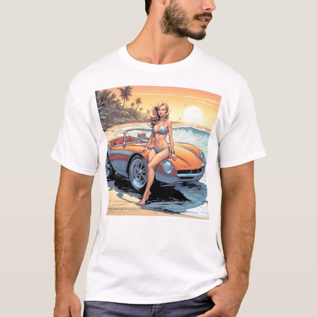 Camiseta Chica con coche deportivo (Anverso)