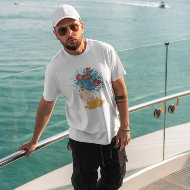 Camiseta Chica Con Flores En El Pelo (Subido por el creador)