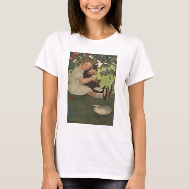 Camiseta Chica con gatito (Anverso)
