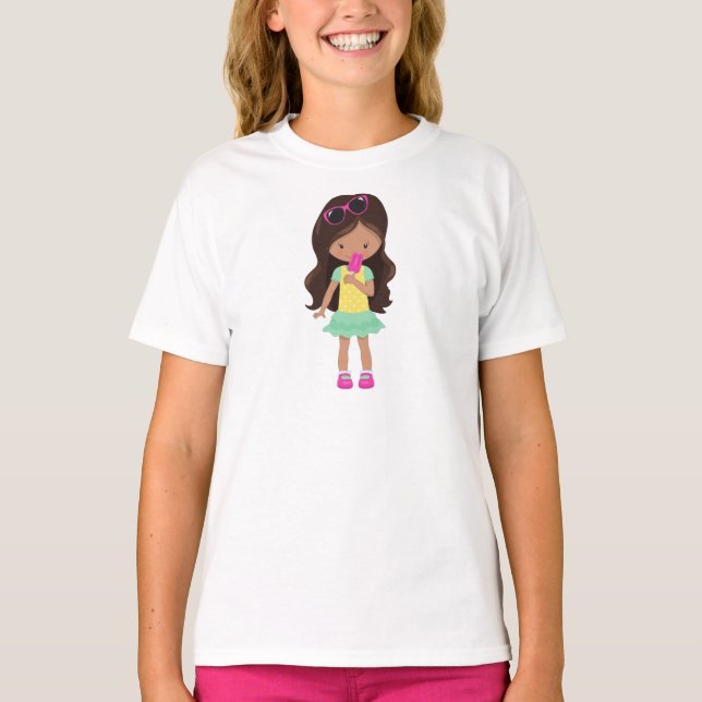 Camiseta Chica Con Helado Crema, Chica Latina, Chica Cuta,  (Anverso)