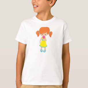 Camiseta Chica Con Helado, Pelo Naranja, Chica Agradable