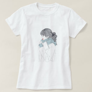 Camiseta Chica con ilustracion gráfico fresco de la bufanda