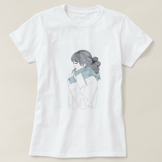 Camiseta Chica con ilustracion gráfico fresco de la bufanda (Diseño del anverso)