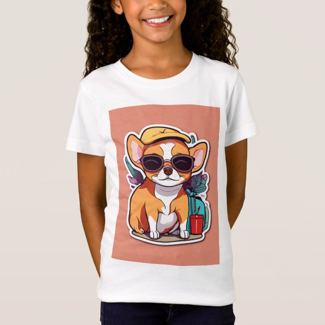 Camiseta Chica con imagen de cachorro encantadora (Anverso)