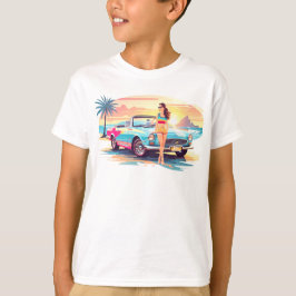 Camiseta Chica con la naturaleza del coche y del sueño