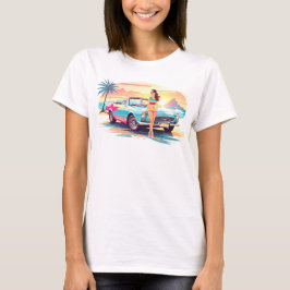 Camiseta Chica con la naturaleza del coche y del sueño