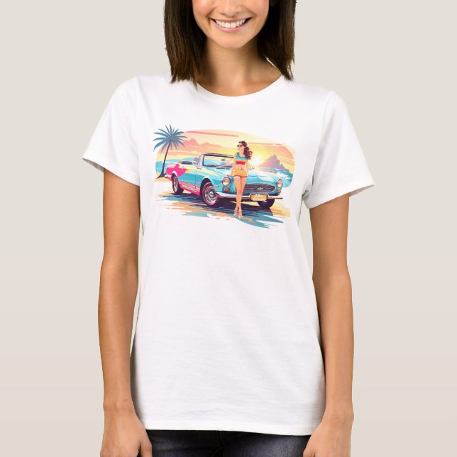 Camiseta Chica con la naturaleza del coche y del sueño (Anverso)