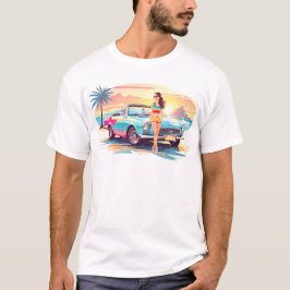 Camiseta Chica con la naturaleza del coche y del sueño