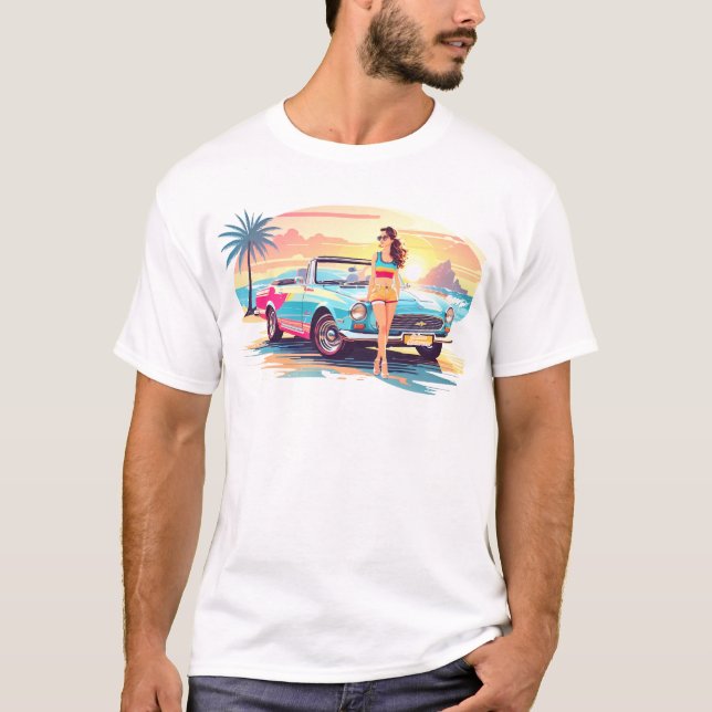 Camiseta Chica con la naturaleza del coche y del sueño (Anverso)