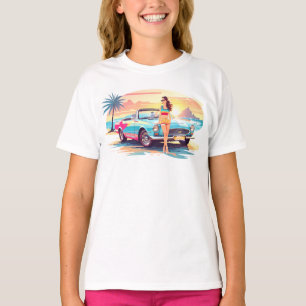 Camiseta Chica con la naturaleza del coche y del sueño