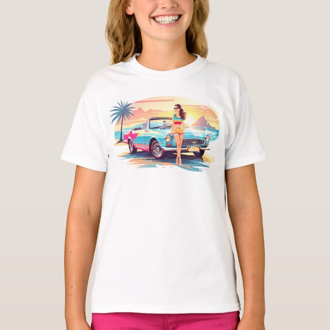 Camiseta Chica con la naturaleza del coche y del sueño (Anverso)