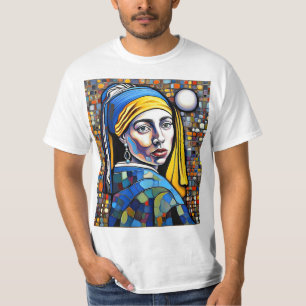 Camiseta Chica con la perla pendiente 1
