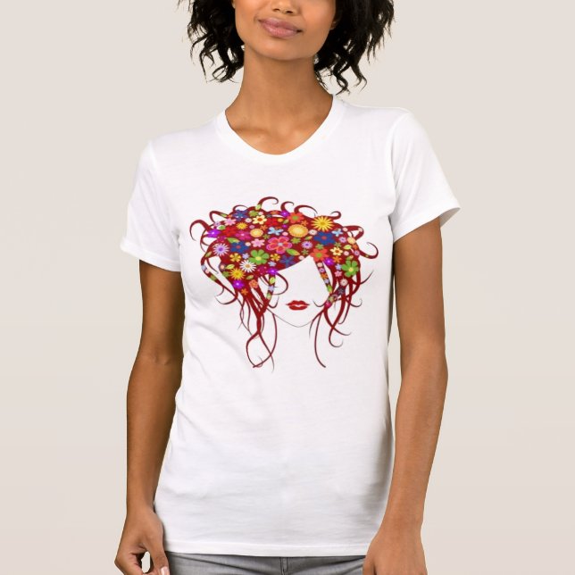 Camiseta Chica con las flores en su pelo (Anverso)