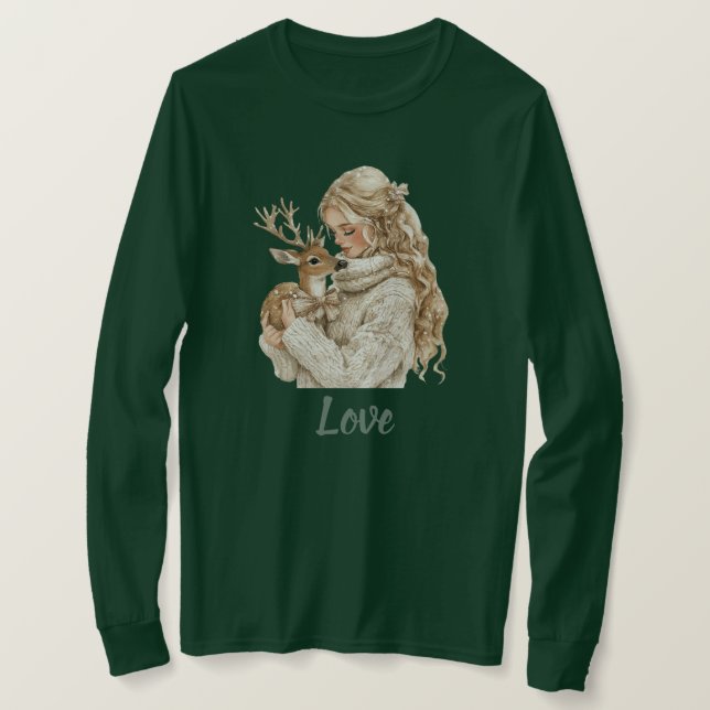 Camiseta Chica con Navidad de Ciervo (Anverso del diseño)
