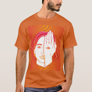 Camiseta Chica Con Ojo A Mano Psicodélico Hipnótico Backgro