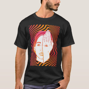 Camiseta Chica Con Ojo A Mano Psicodélico Hipnótico Backgro