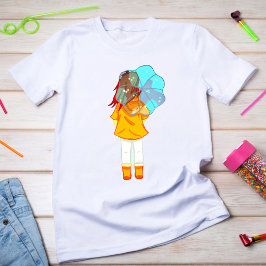 Camiseta Chica con paraguas en dibujos de viento