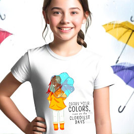Camiseta Chica con paraguas en dibujos de viento