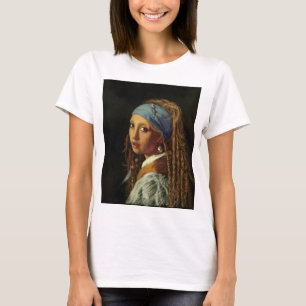 Camiseta Chica con parodia de arete de perlas