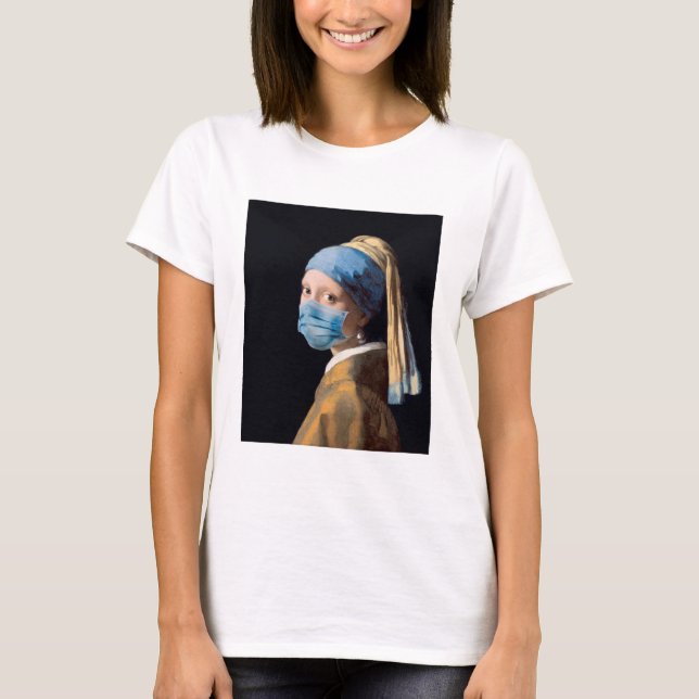 Camiseta Chica con Pearl Earring con máscara (Anverso)