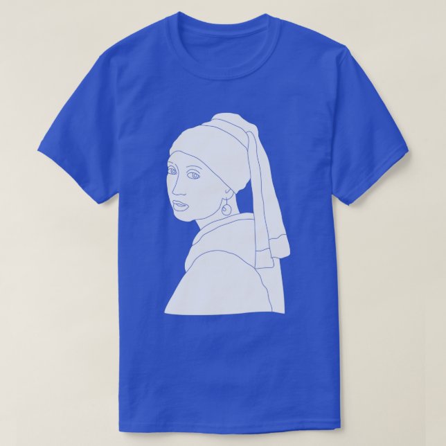 Camiseta Chica Con Pearl Earring Johannes Vermeer Blue Line (Diseño del anverso)