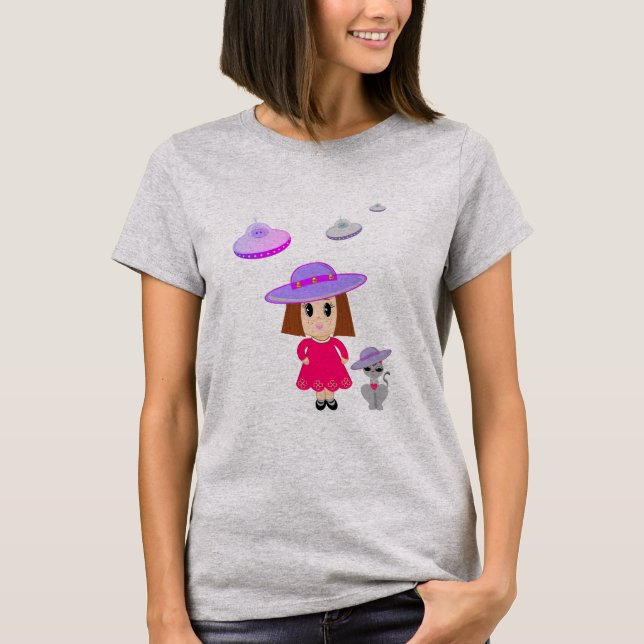 Camiseta Chica con salchichas de gato y volador (Anverso)