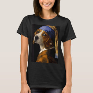 Camiseta Chica con un beagle de pendiente de perla meme de 