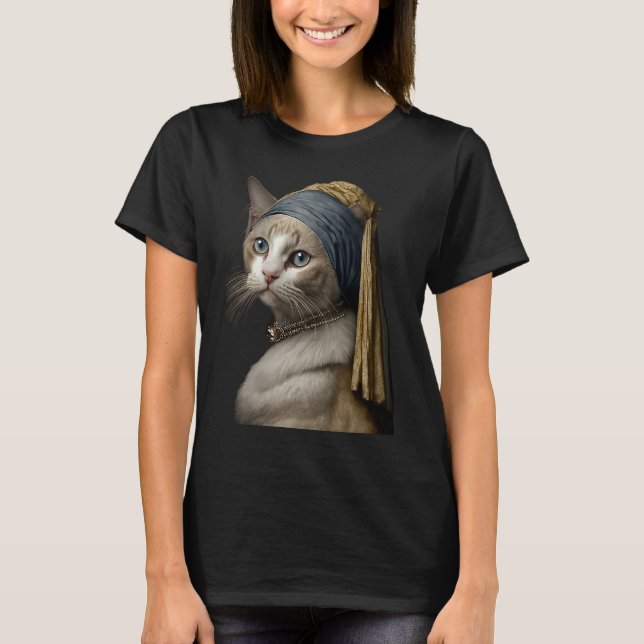 Camiseta Chica con un gato peregrino (Anverso)