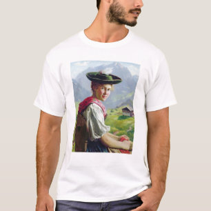 Camiseta Chica con un gorra en paisaje de la montaña