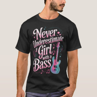 Camiseta Chica Con Un Músico Bajista Músico Bajista Guitarr