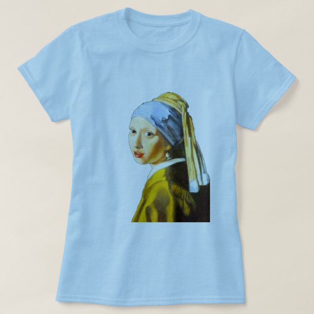 Camiseta chica con un pendiente de la perla (Diseño del anverso)