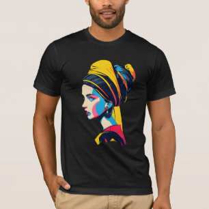 Camiseta Chica Con Una Perla   Pop Art #3
