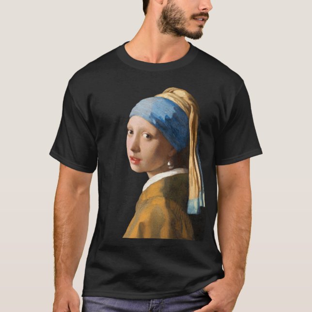 Camiseta Chica con una pintura del retrato del pendiente de (Anverso)