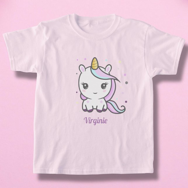 Camiseta chica con unicornio (Girl T-Shirt with a Cute Unicorn - front)
