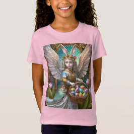 Camiseta Chica Con Vestido De Ángel Conejito De Pascua
