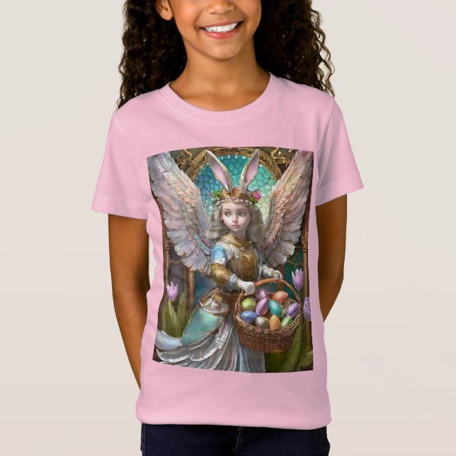 Camiseta Chica Con Vestido De Ángel Conejito De Pascua (Anverso)
